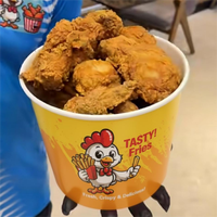 Seau en papier personnalisé populaire de 64 oz et 85 oz pour poulet frit, résistant à la graisse