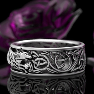 Anello Vichingo Lupo da Uomo, Stile Punk con Motivo Celtico Nordico, Accessorio da Dito Audace e alla Moda, Regalo - Product Image 2