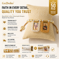 Bracelet scapulaire catholique Go2Boho, bracelet réglable, bijoux religieux, perles dorées, Vierge Marie, protection sainte