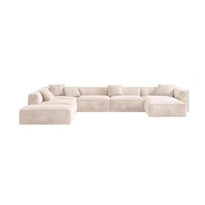 Canapé-Lit <span class=keywords><strong>Beige</strong></span> pour Salon, Grand Canapé-Lit d'Angle Moderne, Canapé-Lit Modulable Grand Angle de Style Européen et Nord-Américain - Product Image 6