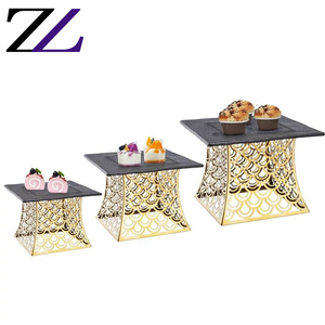 Serving Buffet Risers Set Modern Golden Stainless Steel Display <strong>Marble</strong> <strong>Stands</strong> Cup <strong>Cake</strong> Dessert Table <strong>Stand</strong> for Wedding - Product Image 2
