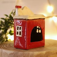 Porte-bougie chauffe-huile en céramique émaillée rouge en forme de cœur pour bougie chauffe-plat, brûleur de cire, cadeau décoratif pour la maison
