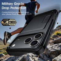 Funda Protectora para Teléfono 2 en 1 con Ranura para Tarjetas, Deslizable, de TPU, Protección Completa a Prueba de Golpes para iPhone 18 17 Air 16 15 Plus Pro Max