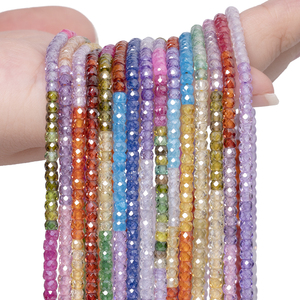Cuentas de circonita cúbica con forma de ábaco policromada de 3x2mm al por mayor, cuentas de circonita con piedras preciosas Rondelle para la fabricación de joyas - Product Image 4