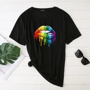 SC LGBTQ T Shirt Menetes Bibir Kemeja Gay Pride Lesbian Bisexual Tees Unisex Grafis T Shirt Lengan Pendek Kasual Tops Tee