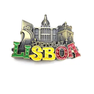 פורטוגל מזכרות ברונזה Lisboa מקרר מגנט במפעל מותאם אישית לוגו עתיק מתכת בולט מקרר מגנטים לתיירים