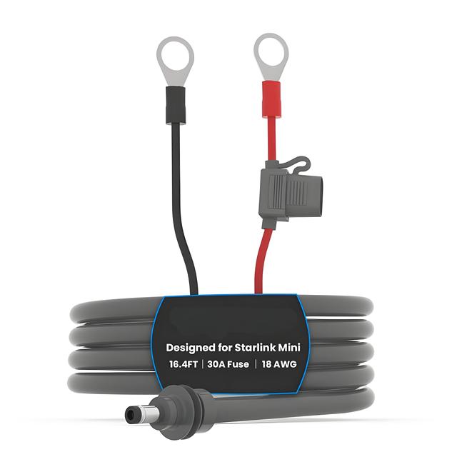 Factory Direct 3M Starlink Mini Power Cable - O Ring to DC Connector - Safety Fuse - UV Resistant for South America Camping