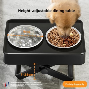 Mangkuk Makan Anjing Stainless Steel Anti Air, Tinggi, Model Double <span class=keywords><strong>Bowl</strong></span>, Dapat Disesuaikan, Untuk Anjing Besar, 12Pcs/Box - Product Image 2