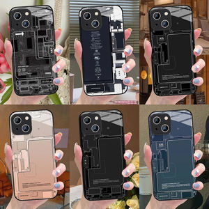 Coque de téléphone en <span class=keywords><strong>verre</strong></span> <span class=keywords><strong>trempé</strong></span> à <span class=keywords><strong>motif</strong></span> de circuit imprimé pour iPhone 15 14 13 12 11 XS Max - Product Image 1