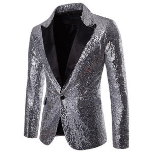 Mode brillant hommes élégant costume Blazer veste un bouton scène effectuer Blazer fête Club chanteur Blazer veste à paillettes - Product Image 3