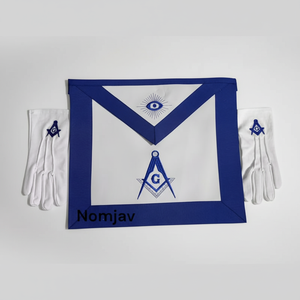 Tablier maçonnique Regalia Blue Lodge Master Mason brodé avec simili cuir fabriqué à la main point de croix et couture - Product Image 1