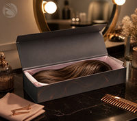 Boîte à perruque rigide magnétique avec logo personnalisé, laminage mat et doublure en éponge, emballage de luxe pour extensions de cheveux pour les marques de beauté