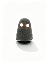 Sillón Giratorio Moderno Minimalista con Forma de Fantasma Creativo, con Ojos LED, Tapizado en Tela Peluda Gris, Sillón Individual de Salón Artístico