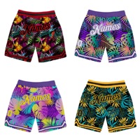 Fleurs colorées personnalisées Palm Floral Palm Vente en gros Sublimé imprimé Polyester Casual Street Beach Men Mesh Basketball Shorts