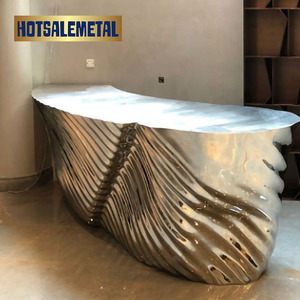 Mostrador de Recepción Comercial de Acero Inoxidable con Patrón de Espejo, Pulido Espejo, Mostrador de Alta Gama - Product Image 6