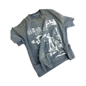 Unisex Acid Wash Vintage Street <strong>3D</strong> <strong>Print</strong> <strong>T</strong>-<strong>Shirt</strong> Stylish Heavy <strong>Custom</strong> 100% Cotton 240 Grams Loose Fit Silk Screen <strong>Print</strong> for Men - Product Image 4