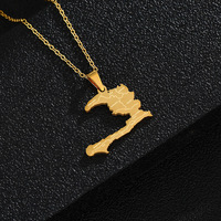 Collier avec pendentif en acier inoxydable personnalisé, carte de l'Haïti avec les villes, pendentif carte nationale d'Haïti