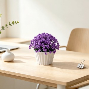 Bonsaï artificiel de fleurs de souffle de bébé 11 cm, mini pot en plastique, décoration de bureau, ornement de table pour la maison et le bureau, plante artificielle colorée - Product Image 4