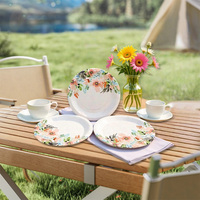 Assiettes en papier rondes modernes de 9 pouces, écologiques, imprimées de motifs floraux aquarelle, jetables, pour fête de mariage