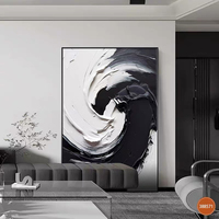 Décoration de maison moderne, art mural abstrait, peinture murale sur toile, noir et blanc, peinture à l'huile texturée peinte à la main, impression d'affiche avec cadre