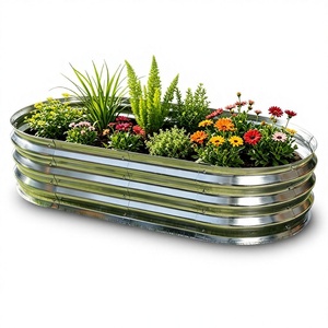 Fioriere Metalliche Mobili da Esterno per Giardini, Orti e Balconi, Vasi per Coltivazione di Verdure e <span class=keywords><strong>Fiori</strong></span> per Ville - Product Image 1