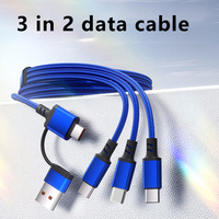 Cable USB 5 en 1 Personalizable, Cable de Carga Rápida con Trenzado de Nailon para Teléfono Móvil, Tableta, Auriculares, Computadora, Cobre Puro, con Logotipo