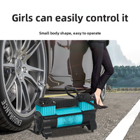 Pompe à pneus double cylindre puissante pour voitures, 150 PSI, pompe à air portable 12V, compresseur d'air pour voiture, gonfleur de pneus portable