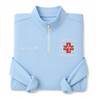 Sweat-shirt brodé à col zippé pour infirmière d'urgence, personnalisable avec nom, veste d'infirmière pour HSE, hiver, automne, printemps