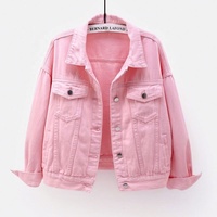 Vêtements pour femmes Denim Coat Jean Veste Casual Tops Violet Jaune Blanc Rose Lâche Survêtement