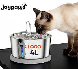 Fontaine à eau portable pour <span class=keywords><strong>animaux</strong></span> de compagnie alimentée par charge automatique, bol en acier inoxydable, capacité de 4 L, design solide pour chats, chiens, petits <span class=keywords><strong>animaux</strong></span> - Product Image 1