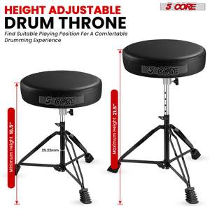 Siège de batterie 5 Core réglable en hauteur avec assise rembourrée antidérapante, tabouret de guitare universel, chaise musicale pour adultes et enfants - Product Image 4