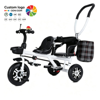 Tricycle poussette 3 roues personnalisé pour bébé, double siège, avec barre de poussée parentale, roues EVA anti-retournement, vélo pour enfants