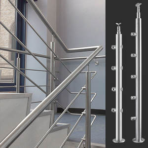 עיצוב מודרני מותאם אישית צינור עגול 304 מוברש פוסט מעקה רכבת נירוסטה עבור מרפסת וילה ומגרשים מלון - Product Image 3
