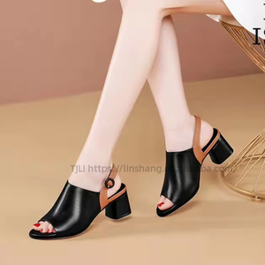 Women PU Leather Ankle Strap <b>Open</b> Toe Low Block Chunky Heels Sandals Comfortable Office Wedding Party Dress Pumps Shoes - Product Image 4