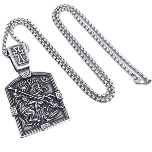 Stainless Steel Cross Pendant Knight Design Men's <b>Necklace</b> Themed Fashion Jewelry Gift - Product Image 1