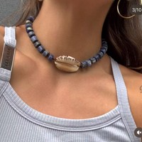 Collar de Cuentas Gruesas de Moda para Vacaciones, con Piedra de Ágata Natural, Ajustable, Joyería de Diseño para Mujer