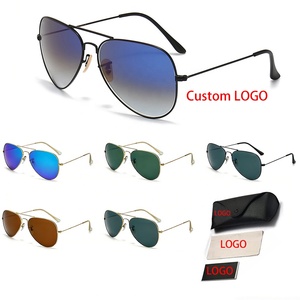 Gafas de Sol de Piloto Retro Clásicas para Exteriores con Protección UV 400, Logotipo Personalizado, Marco Metálico, Lentes de Cristal, Gafas de Sol de Diseñador - Product Image 1