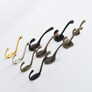 Exquisite European Style Solid <strong>Black</strong> Antique Coat <strong>Hook</strong> for Doors-Wall Mounted Zinc Alloy Double <strong>Hook</strong> Design Bathroom Kitchen - Product Image 1