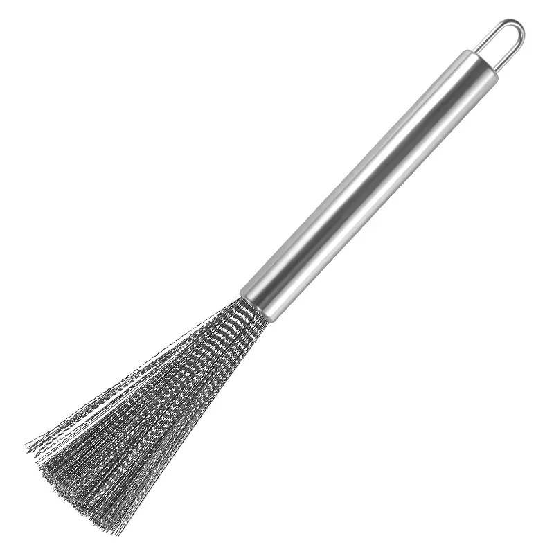 High Quality 304 Stainless Steel Wire Custom Cleaning Brush Efficient Dish Cookware Kitchen Cleaning Scraper With Long Handle