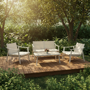 Modern Two Seat <b>Outdoor</b> Aluminum Set with Waterproof Cushions and PE <b>Rattan</b> - Product Image 4