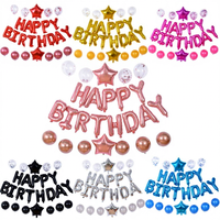 Ballons décoratifs en aluminium à paillettes en forme d'étoile à cinq branches pour arrangements de scènes de ballons - Fabrication chinoise - Ensemble Joyeux Anniversaire