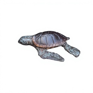 Sculpture de tortue vintage faite à la main, artisanat en métal pour exposition au sol, ornement décoratif en bronze, figurine de tortue pour décoration de jardin - Product Image 1