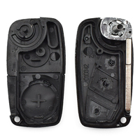 Flip Folding Remote Car Key Shell Case Replacement 3 Button Third Button Is Blank in Black SIP22 Blade with Battery Door