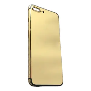 Capa de ouro 24k banhada luxuosa 24ct, caixa traseira com zircão, para iphone 7 plus