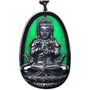 Colgante de Jadeíta Negra Natural con los Doce Signos del Zodiaco, Amuleto Protector, Venta al por Mayor para Hombres y Mujeres SX18 - Product Image 1