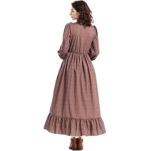 Disfraz de Mujer Pionera Colonial de la Pradera para Halloween, Vestido Victoriano Floral Marrón, Estilo Pastoral Medieval, Disfraz de Campesina, Conjunto de Cosplay - Product Image 5