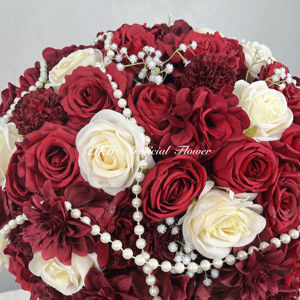 DKB décoration d'événement personnalisée mariage luxe soie fleurs rouges rose fleur boule artificielle Floral Rose pièce maîtresse - Product Image 4