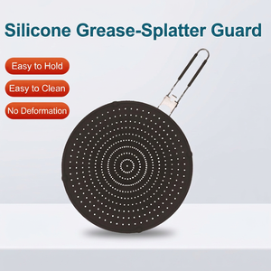 Écran anti-éclaboussures en silicone avec poignée en acier, grand pare-éclaboussures pliable résistant à la chaleur pour la cuisson, la friture et la protection contre les éclaboussures d'huile - Product Image 1