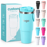 Gobelet isotherme personnalisé de 40 oz à double paroi en acier inoxydable 304 avec couvercle anti-fuite et poignée pour le sport et la gym
