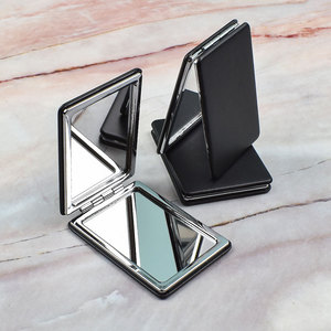 1X/2X Độ phóng đại PU đen gấp nhỏ gọn gương trang điểm nhãn hiệu riêng Ví du lịch gương - Product Image 6